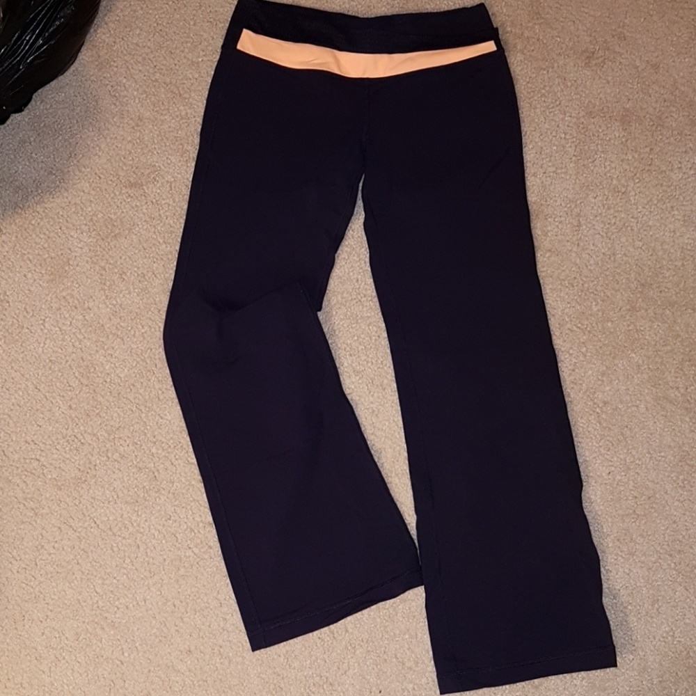 Lululemon navy blue orange creamsicle yoga pants